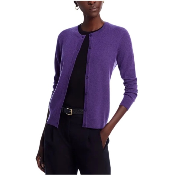 Alex Marie 100% Cashmere Cardigan Sweater Pink L Office Layering Closet Staple - Picture 3 of 16